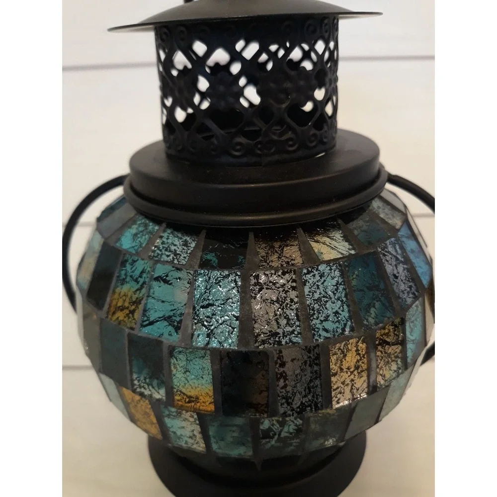 Mosaic Tea Light Candle Coastal Blues Lantern Pier One Imports